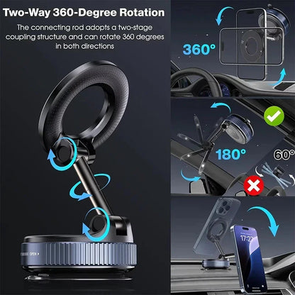 Magnetic Phone Stand Vacuum Adsorption High Stickiness Anti Shake Holder Car Dashboard Windshield Desktop Office GPS Nav Drive