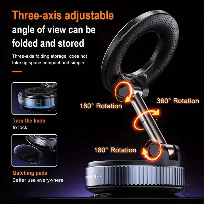 Magnetic Phone Stand Vacuum Adsorption High Stickiness Anti Shake Holder Car Dashboard Windshield Desktop Office GPS Nav Drive